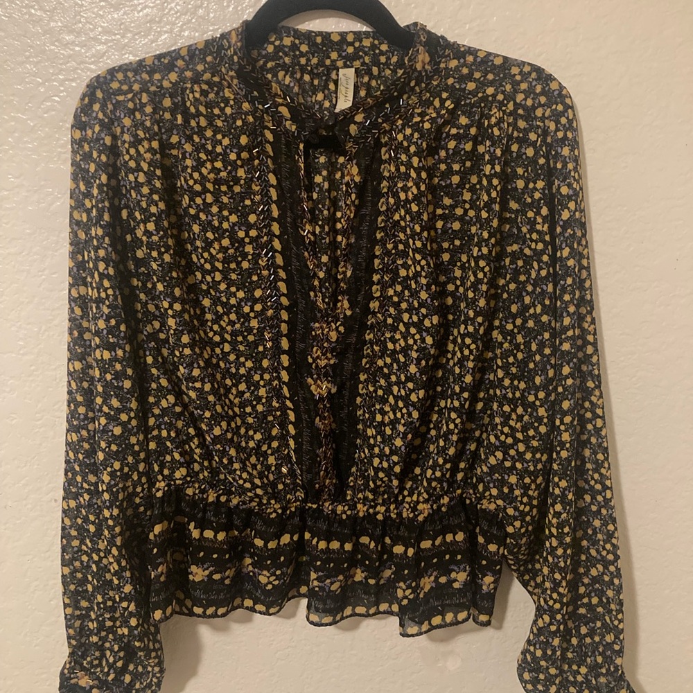 Free People Dark Floral Blouse
